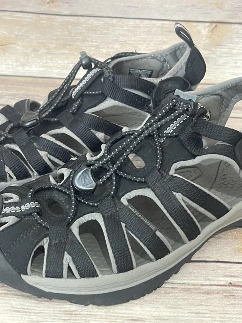 Keen Whisper Black and Gray Women's Waterproof Trails Outdoor Sandal (7.5)